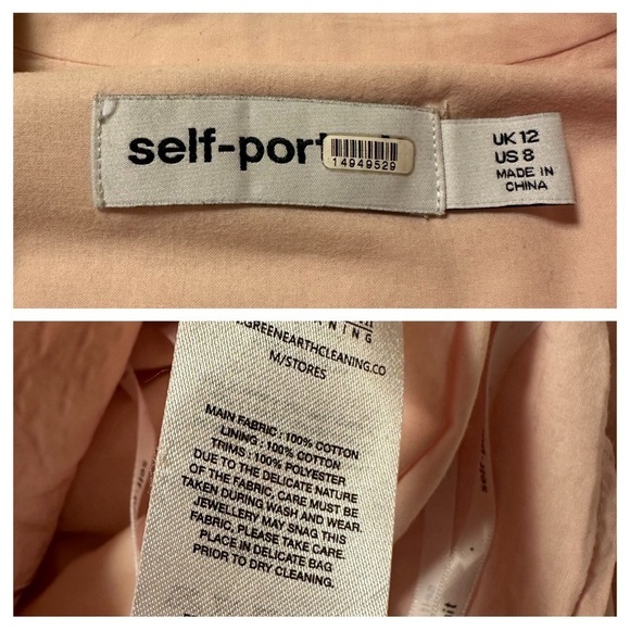 Self Portrait Pink Cutout Mini Lace Applique Trim Collared Mini Dress Mod - Picture 14 of 16